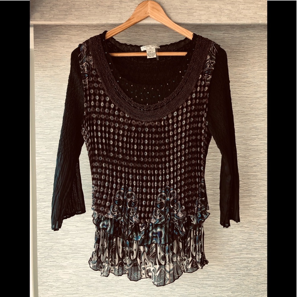 Alberto Makali Long Sleeve Boho Accordion Blouse NWOT 🥰